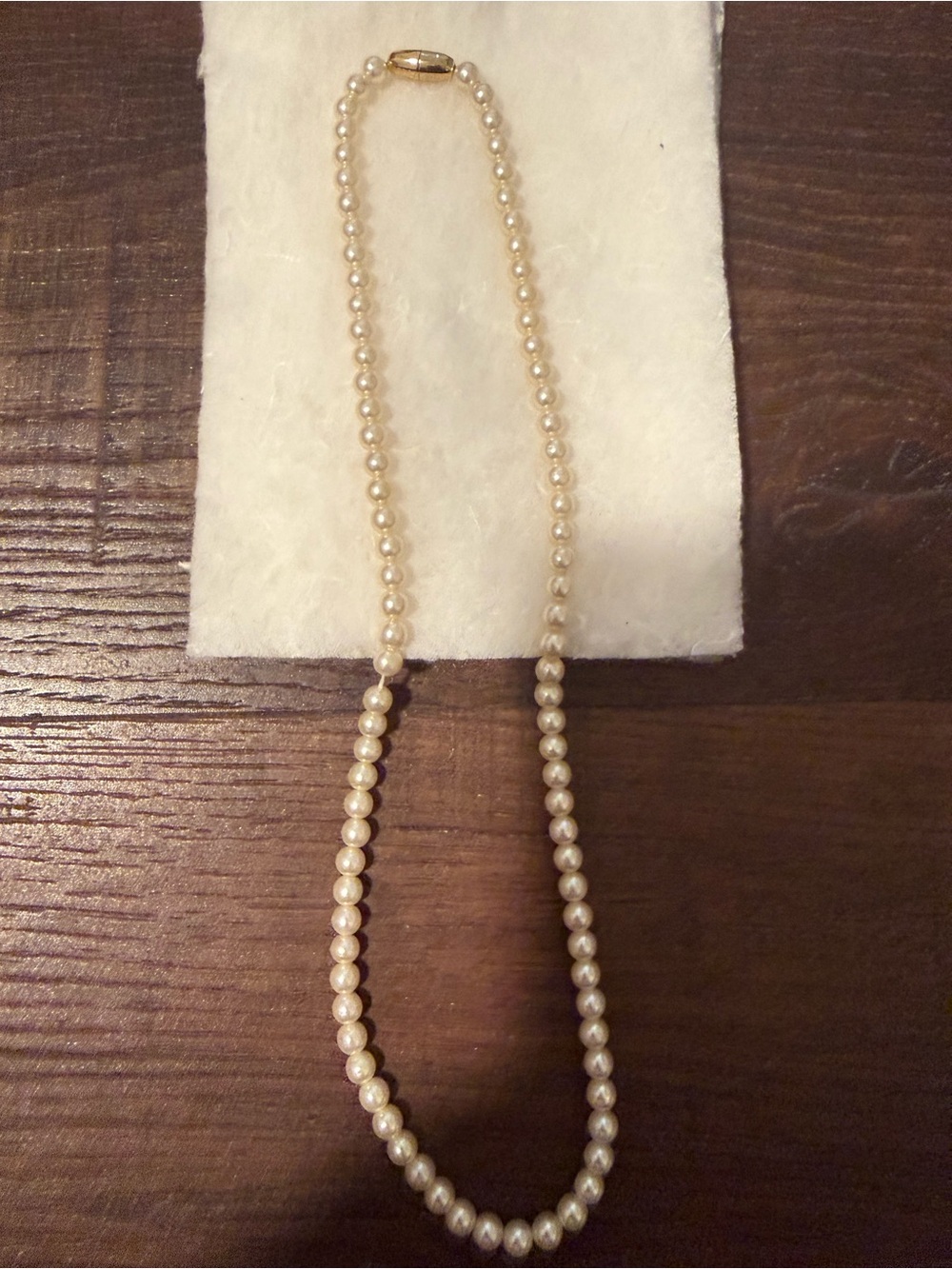 Classic Pearl Necklace in Cream with Gold Clasp